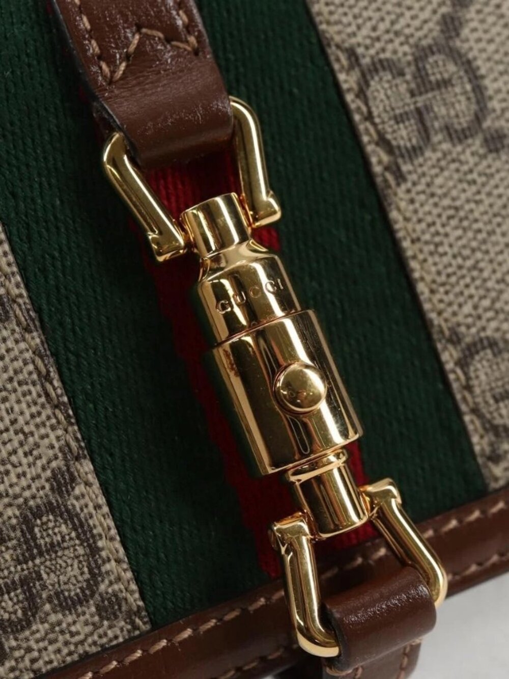 GUCCI GG Supreme Jackie WebbSherry Line Wallet PVC Beige 203495 Auth ki5817V - Picture 9 of 16